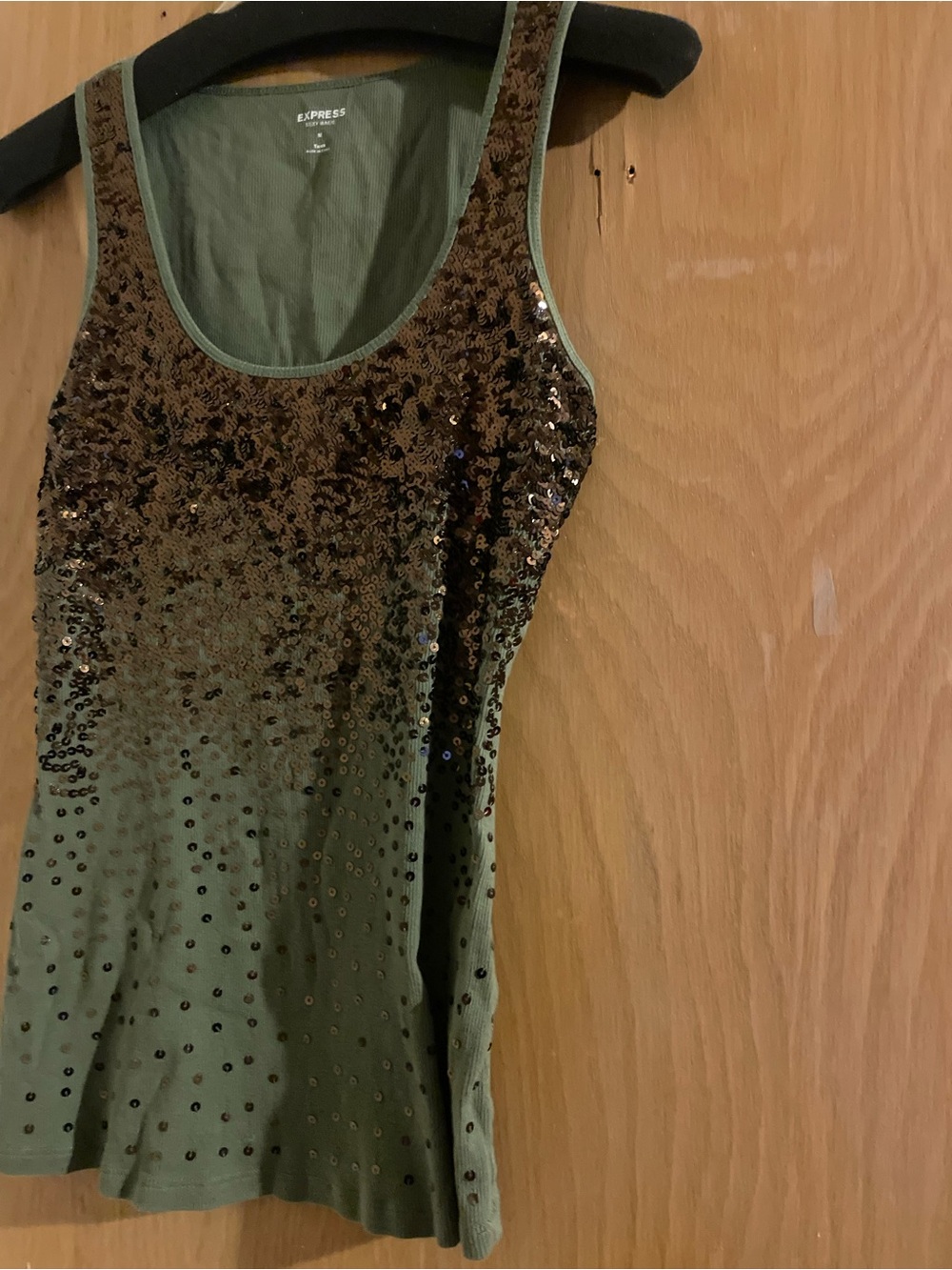 Express Olive Sequin Camisole Tank Top